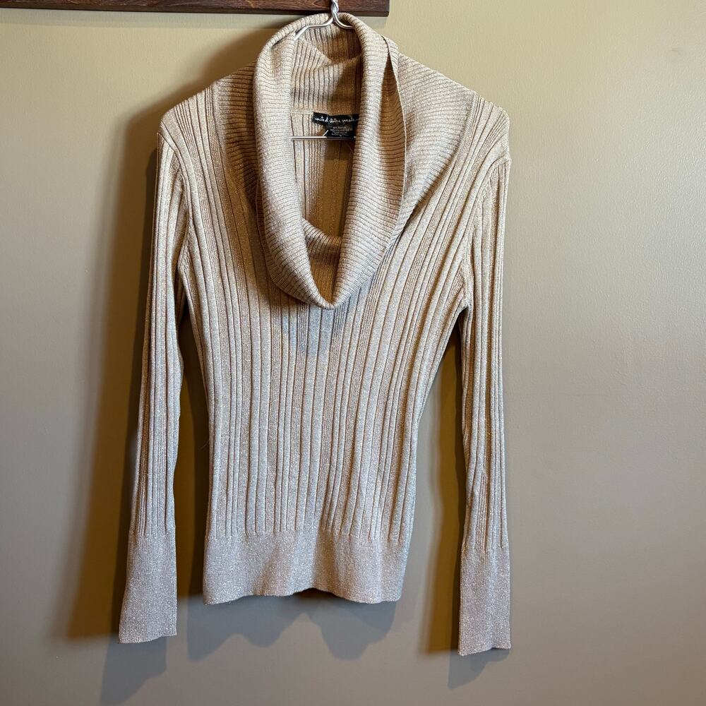 United States Sweaters Metallic Gold Turtleneck Size Small
